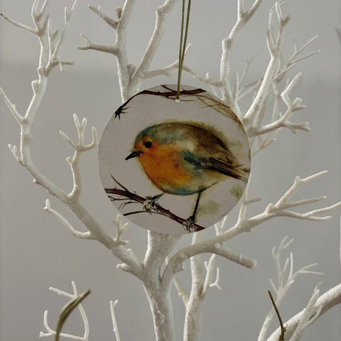 Robin, Lost Loved Ones, Robin Bauble, Tree Decoration, Home Decoration, Grieving Gift, Wooden Robin Bauble, Handmade. Memorial Robin decor.