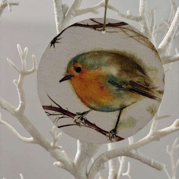 Robin, Lost Loved Ones, Robin Bauble, Tree Decoration, Home Decoration, Grieving Gift, Wooden Robin Bauble, Handmade. Memorial Robin decor.