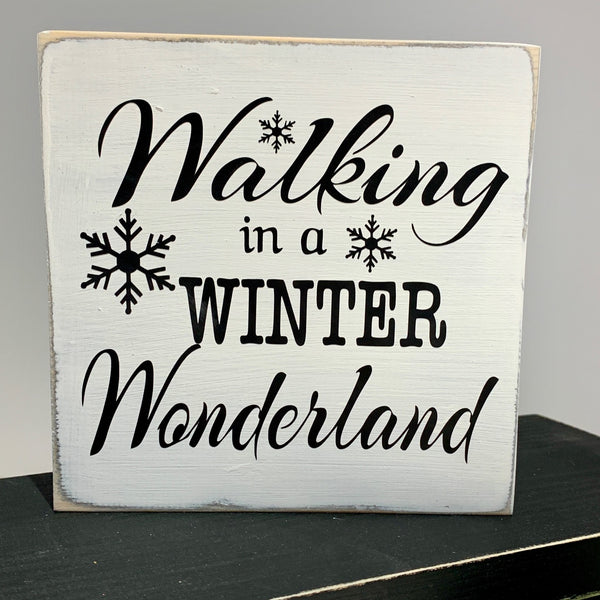 Wooden signs, Christmas Decor, Home Decoration, Christmas Wooden Block, Walking in a winter wonderland, Seasonal Decoration. Farmhouse Decor