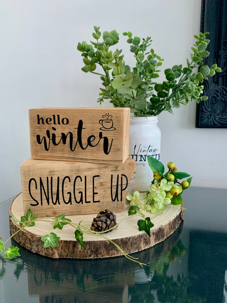 Hello Winter, Snuggle Up, Wooden signs, Christmas Decor, Home Decoration,