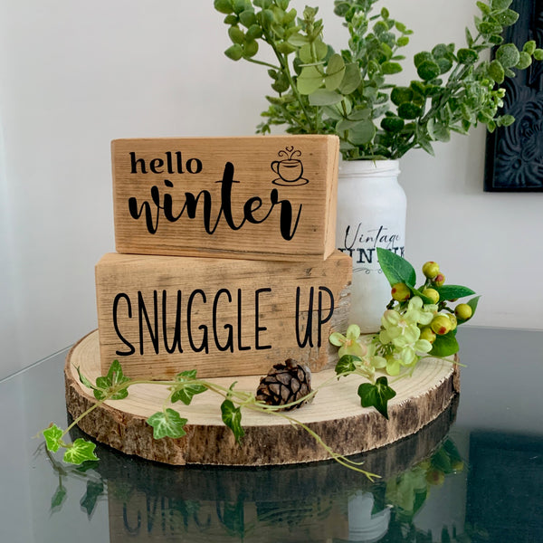 Hello Winter, Snuggle Up, Wooden signs, Christmas Decor, Home Decoration,