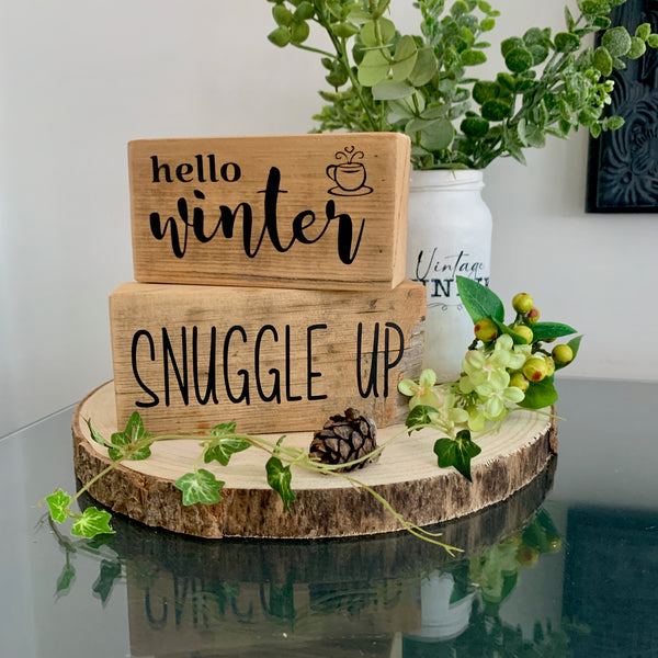 Hello Winter, Snuggle Up, Wooden signs, Christmas Decor, Home Decoration,