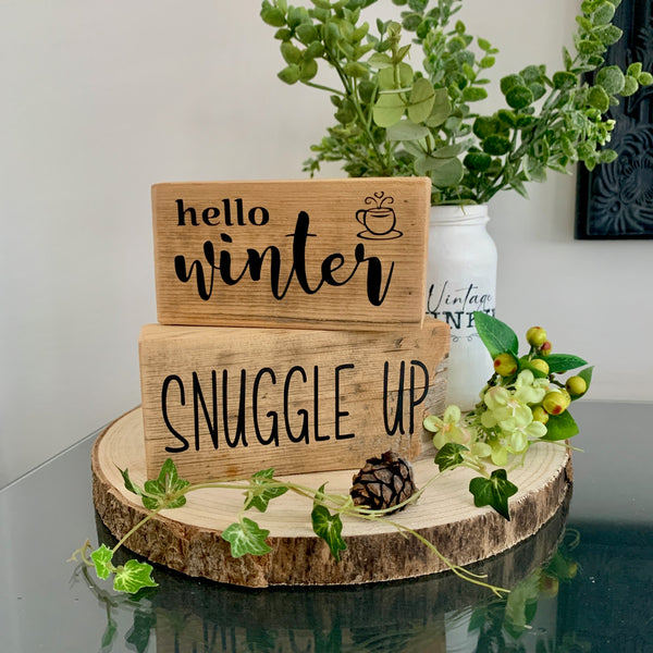 Hello Winter, Snuggle Up, Wooden signs, Christmas Decor, Home Decoration,