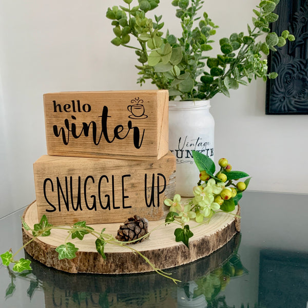 Hello Winter, Snuggle Up, Wooden signs, Christmas Decor, Home Decoration,