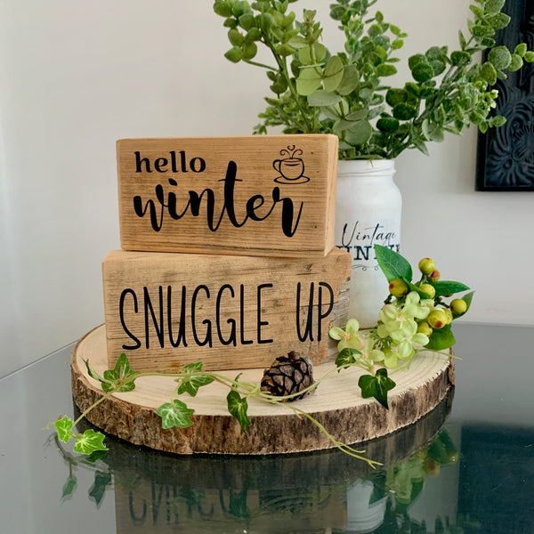 Hello Winter, Snuggle Up, Wooden signs, Christmas Decor, Home Decoration,