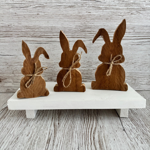 Chunky Wood Bunnies, Wooden Easter Bunnies, Rustic Farmhouse Decor, Tier Tray Shelf Sitters, Easter Spring Decor,  Wooden Signs, Handmade.