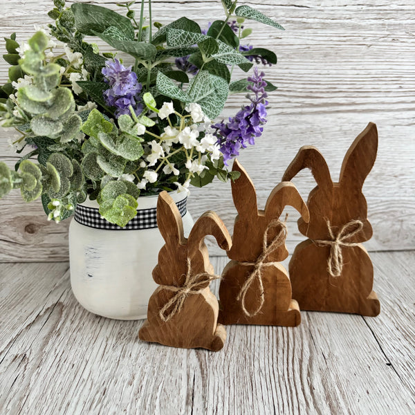 Chunky Wood Bunnies, Wooden Easter Bunnies, Rustic Farmhouse Decor, Tier Tray Shelf Sitters, Easter Spring Decor,  Wooden Signs, Handmade.