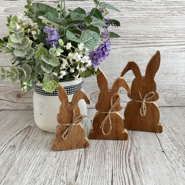 Chunky Wood Bunnies, Wooden Easter Bunnies, Rustic Farmhouse Decor, Tier Tray Shelf Sitters, Easter Spring Decor,  Wooden Signs, Handmade.