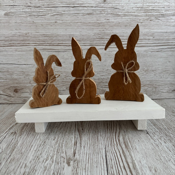 Chunky Wood Bunnies, Wooden Easter Bunnies, Rustic Farmhouse Decor, Tier Tray Shelf Sitters, Easter Spring Decor,  Wooden Signs, Handmade.