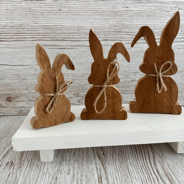 Chunky Wood Bunnies, Wooden Easter Bunnies, Rustic Farmhouse Decor, Tier Tray Shelf Sitters, Easter Spring Decor,  Wooden Signs, Handmade.