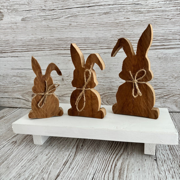 Chunky Wood Bunnies, Wooden Easter Bunnies, Rustic Farmhouse Decor, Tier Tray Shelf Sitters, Easter Spring Decor,  Wooden Signs, Handmade.