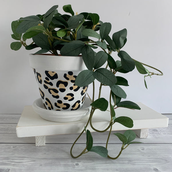 Terracotta Black Cream Leopard Print Plant Pot | 13 cm Flower Pot | Stylish Home Decor | Perfect Birthday, Housewarming Gift, Christmas Gift