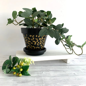 Terracotta Black Cream Leopard Print Plant Pot | 13 cm Flower Pot | Stylish Home Decor | Perfect Birthday, Housewarming Gift, Christmas Gift