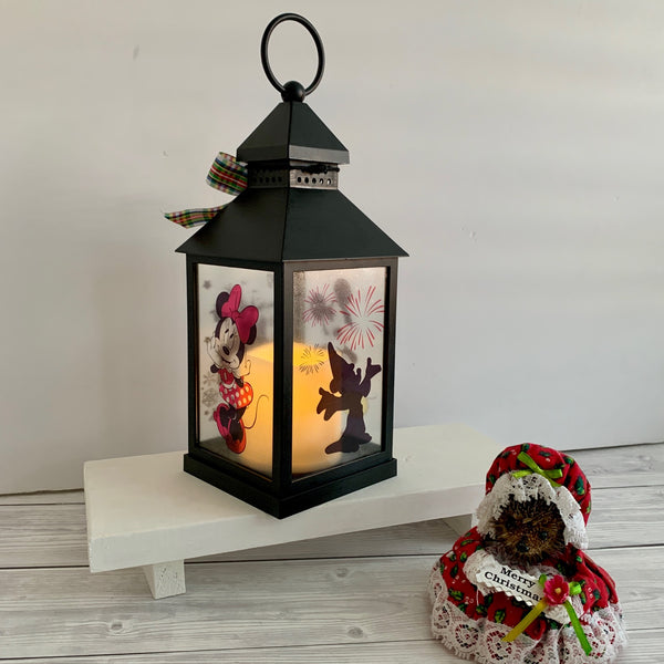 Disney Lantern, Christmas Disney Lantern, Christmas Decor, Christmas Gift, Light Up Candle Lantern. Festive Home Decor.