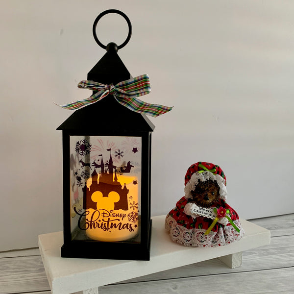 Disney Lantern, Christmas Disney Lantern, Christmas Decor, Christmas Gift, Light Up Candle Lantern. Festive Home Decor.