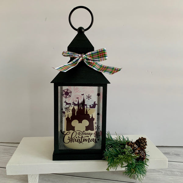 Disney Lantern, Christmas Disney Lantern, Christmas Decor, Christmas Gift, Light Up Candle Lantern. Festive Home Decor.