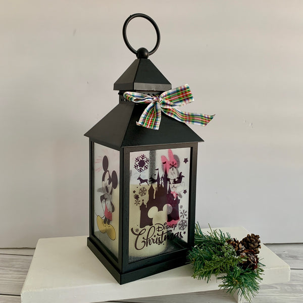 Disney Lantern, Christmas Disney Lantern, Christmas Decor, Christmas Gift, Light Up Candle Lantern. Festive Home Decor.