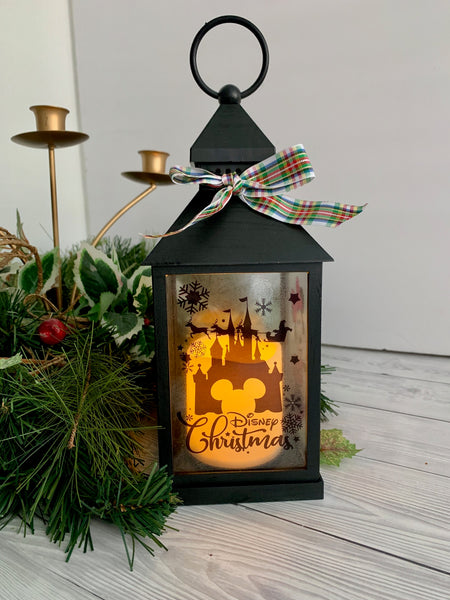 Disney Lantern, Christmas Disney Lantern, Christmas Decor, Christmas Gift, Light Up Candle Lantern. Festive Home Decor.