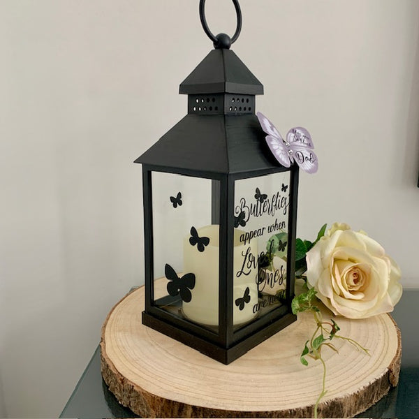 Butterflies appear when loved ones are near, Memorial Lantern, Mourning Gift, Grieving Gift, Personalised Memorial Lantern. Photo Lantern.