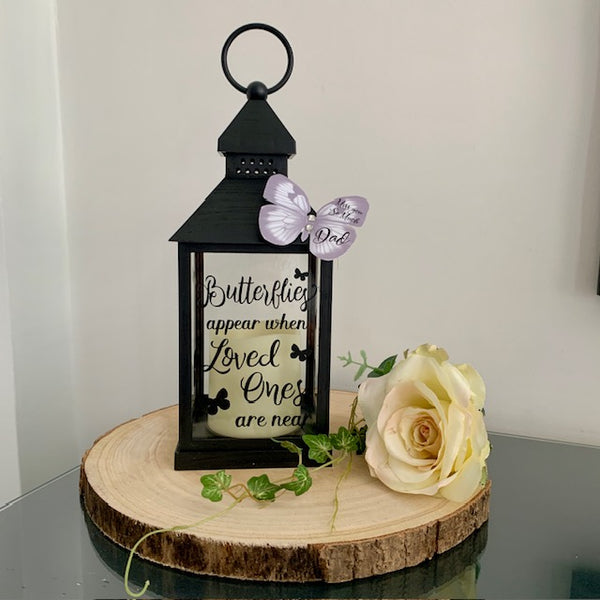 Butterflies appear when loved ones are near, Memorial Lantern, Mourning Gift, Grieving Gift, Personalised Memorial Lantern. Photo Lantern.