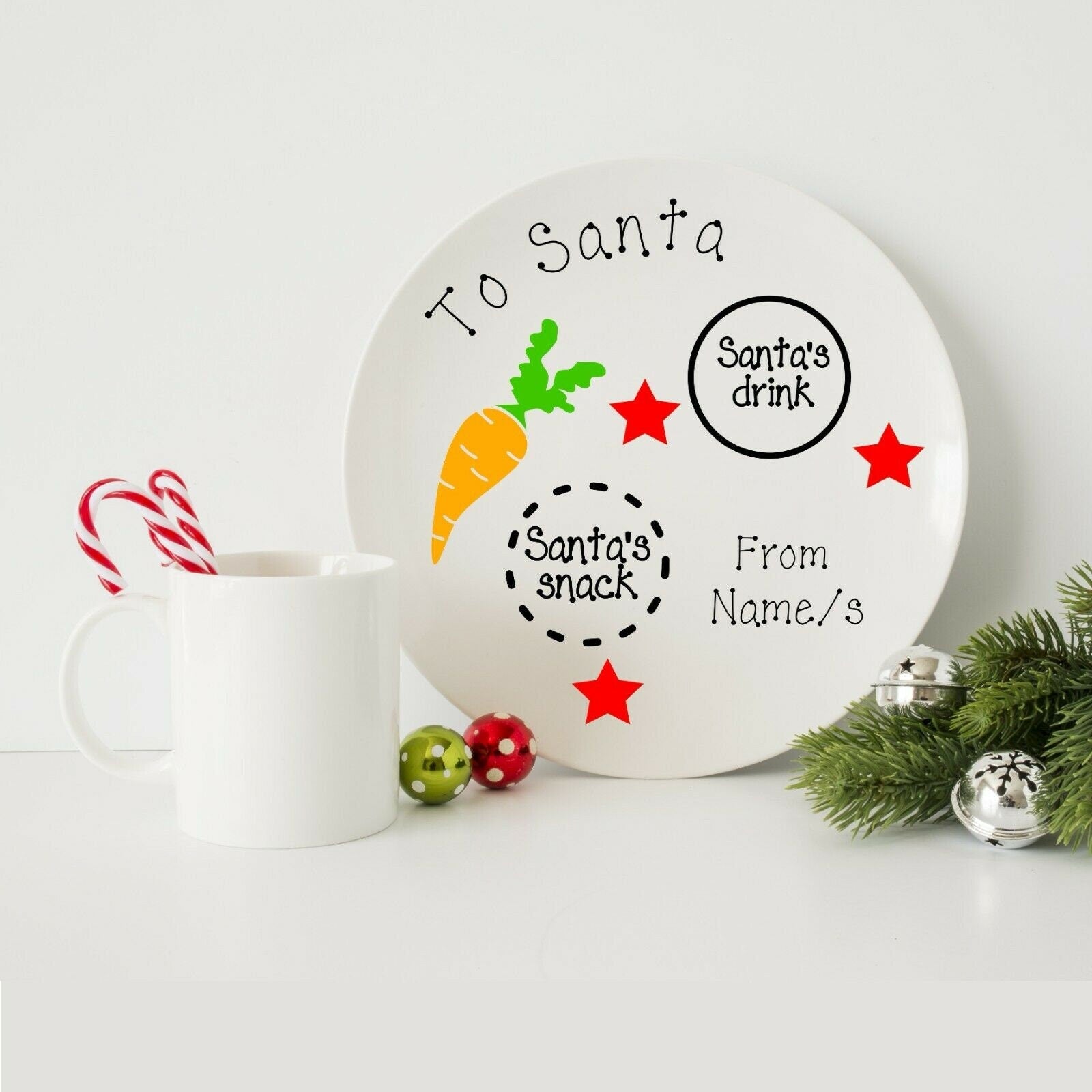 Santa plate Stickers, Christmas stickers, make your own Christmas Eve Plate, Christmas Stickers ONLY, personalise vinyl stickers. Santa