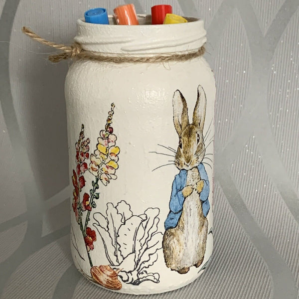 Peter Rabbit | Beatrix Potter Jar | Children's Bedroom/Nursery Decor | Pencil holder