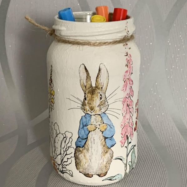 Peter Rabbit | Beatrix Potter Jar | Children's Bedroom/Nursery Decor | Pencil holder