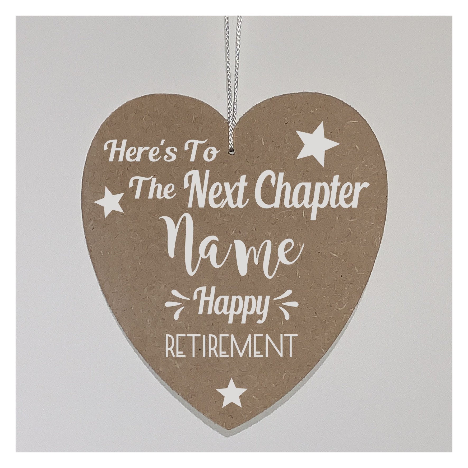 Retirement Gift, Happy Retirement Gift | Personalized Retirement Gift | Wall Hanger/Sign - Here's to the next Chapter. Hand made, 16 cm