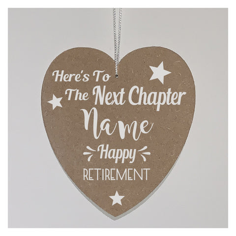 Retirement Gift, Happy Retirement Gift | Personalized Retirement Gift | Wall Hanger/Sign - Here's to the next Chapter. Hand made, 16 cm