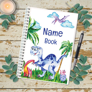 Dinosaur book, Spiral notebook, plain pages, A5 book, Drawings, Notebook, sketchbook, Journal, Personalized birthday gift, child’s notebook