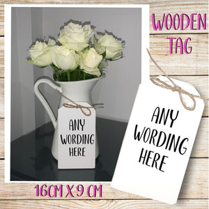 Wooden tag sign, 16cm x 9cm gift tag, personalised gift tag, add your own wording, wooden gift tag.