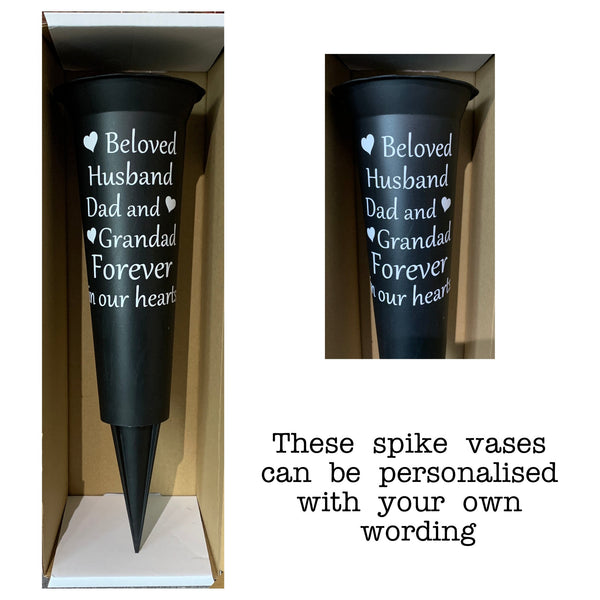 Custom made Memorial Flower Pot for Graveside or Cremation Remembrance. Grieving Gift.