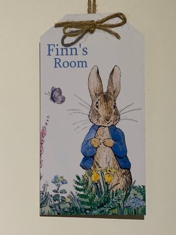 Door Hangers, Peter Rabbit door sign, Child's Door Name, bedroom sign, Peter Rabbit, Beatrix Potter, bedroom name door sign