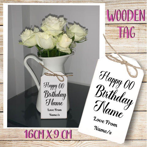 Wooden Gift Tag, Happy Birthday, Wooden Tag Sign, Personalized Gift Tag, Happy Birthday Gift Tag