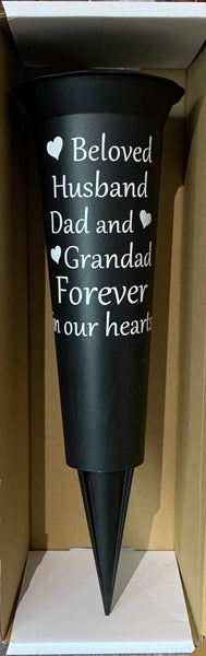 Custom made Memorial Flower Pot for Graveside or Cremation Remembrance. Grieving Gift.