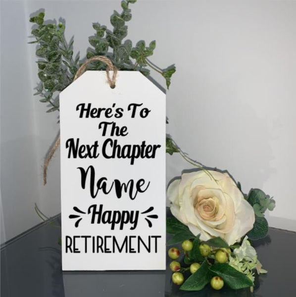 Retirement Gift, wooden sign, Personalised Retirement Gift, Retirement Keepsake. 19 cm x 10 cm sign, Wall Hanger, Friends Gift, Family Gift