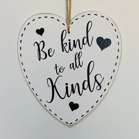 Be kind to all kinds, Home/Office Decor, Inspirational Sign, Home Decoration, Heart Sign, Office Sign, Wooden Heart Sign Gift