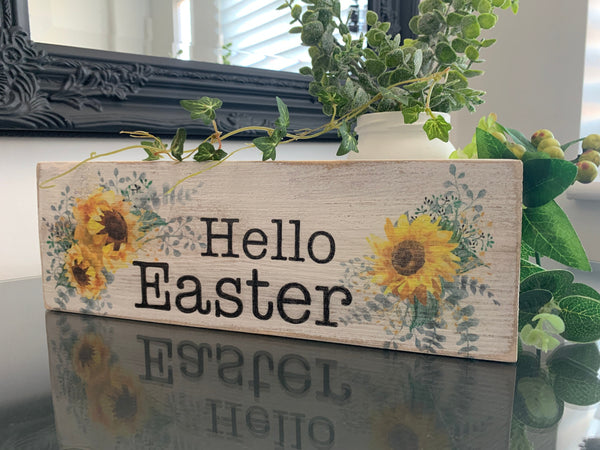 Easter Sign, Sunflowers, Wooden Sign, Home Decor, Kitchen Decor, Easter gift, Freestanding Easter Sign, Happy Easter Gift, Easter Decoration