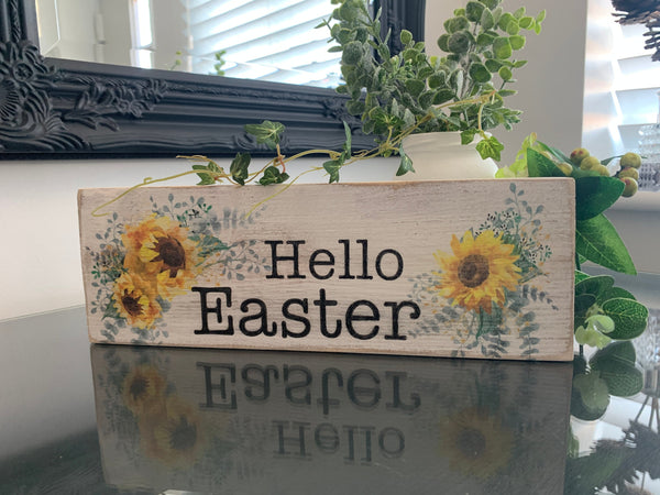 Easter Sign, Sunflowers, Wooden Sign, Home Decor, Kitchen Decor, Easter gift, Freestanding Easter Sign, Happy Easter Gift, Easter Decoration