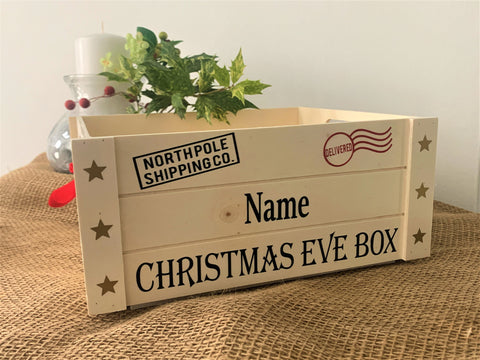 Personalized Christmas Eve Crate Wooden Box/Crate, Merry Christmas Hamper, Christmas Hamper, Wooden Hamper,  Personalized Christmas Gift Box