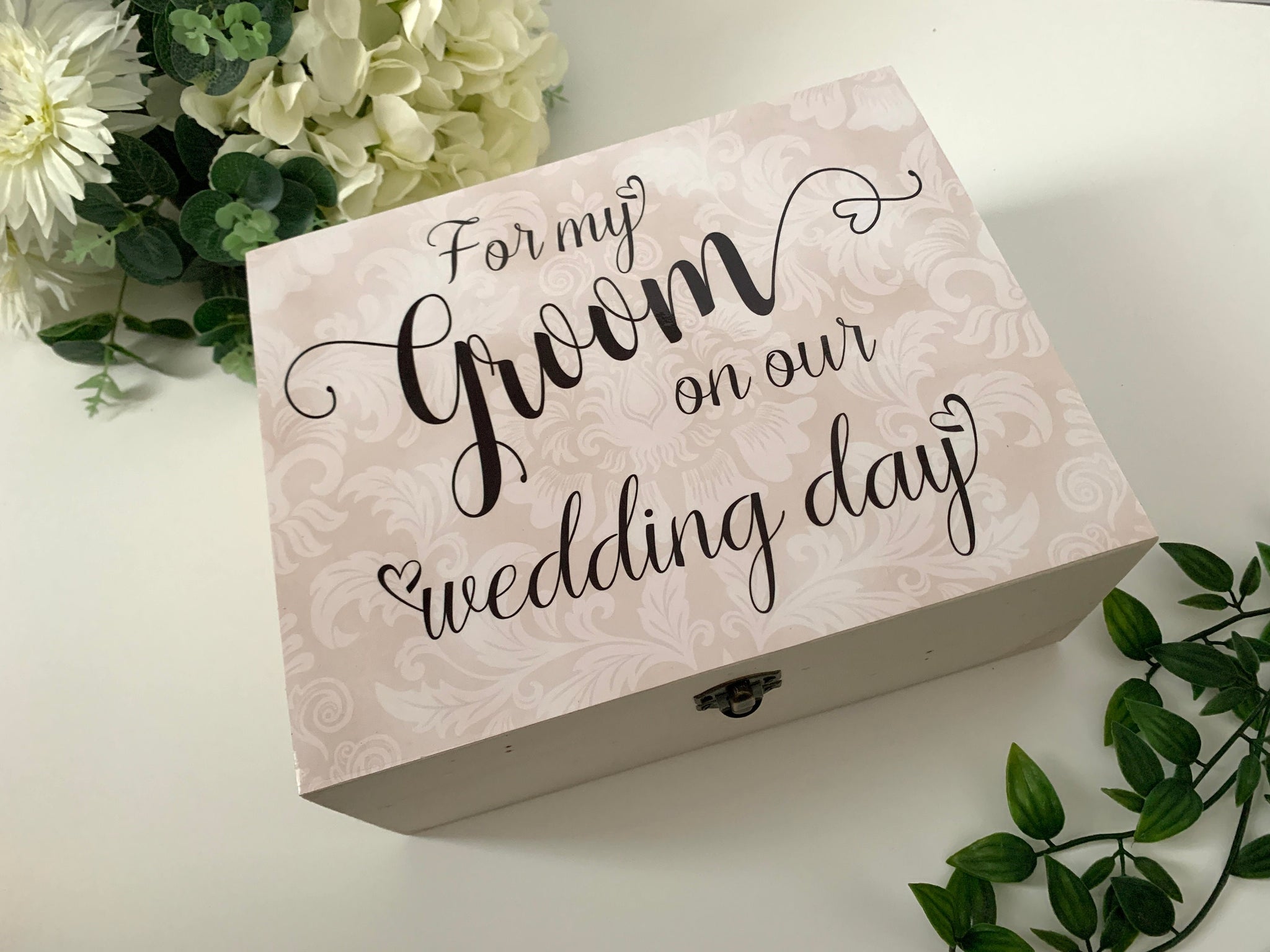 Wedding Gift Box, For My Bride/For My Groom on our Wedding Day, Wooden Box for Wedding Gifts. Wedding Giftware Box 25 cm x 20 cm x 10cm