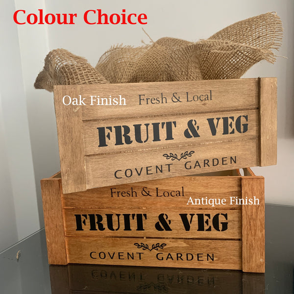 Wooden Box Wooden Hamper Box, Fruit & Veg Crate, Kitchen Crate,  26 x 11 x 21 cm Christmas Hamper Crate, Wooden Box/Crate for Kitchen/Larder