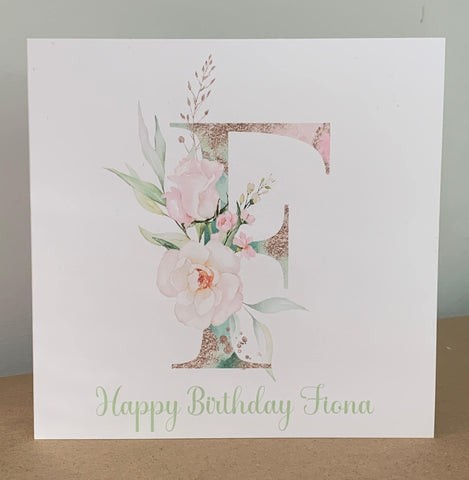 Birthday Card, Initial Birthday Card, Name Card, Eucalyptus Birthday Card, Happy Birthday Name, Card for Her, Sister, Mom, Aunty, Nanny, Mum