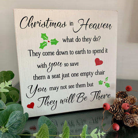 Christmas in Heaven what do they do? Christmas Decoration, Christmas Block, Christmas Wooden Sign, Home Decoration for Christmas