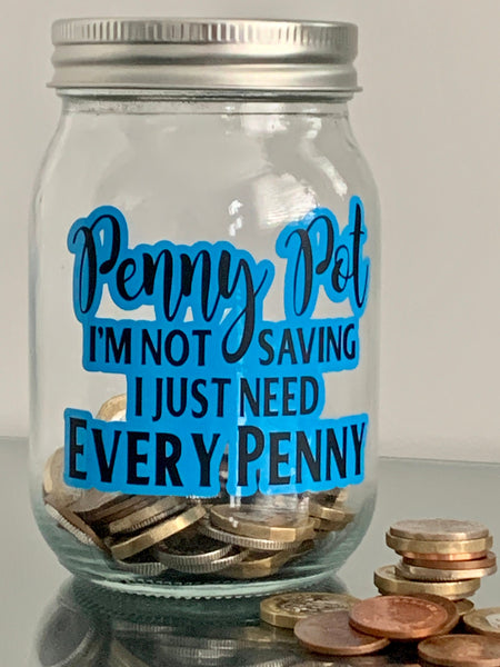 Savings Jar, Change Jar, Penny Pot Jar, Money Jar, Coin Savings Jar, Loose Change Glass Savings Jar, Novelty Savings Jar, Novelty Gift