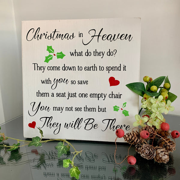 Christmas in Heaven what do they do? Christmas Decoration, Christmas Block, Christmas Wooden Sign, Home Decoration for Christmas