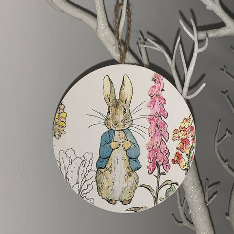 Peter Rabbit/Beatrix Potter bedroom/Nursery decoration, Peter Rabbit Wooden Round, Wooden Hanger,