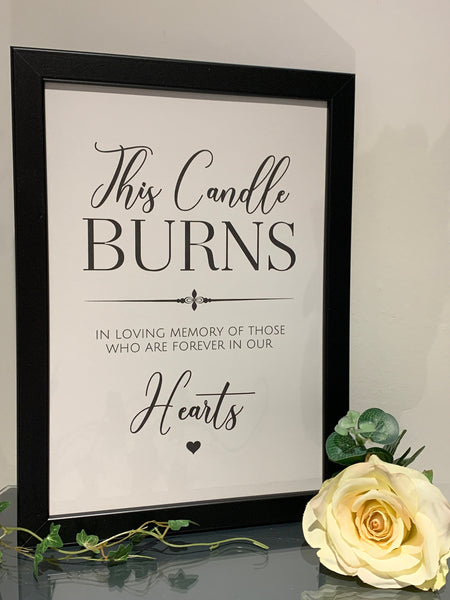 Wedding Sign, This candle burns in loving memory, Wedding Venue Decoration. Wedding Print, Contemporary Art Print for Wedding.