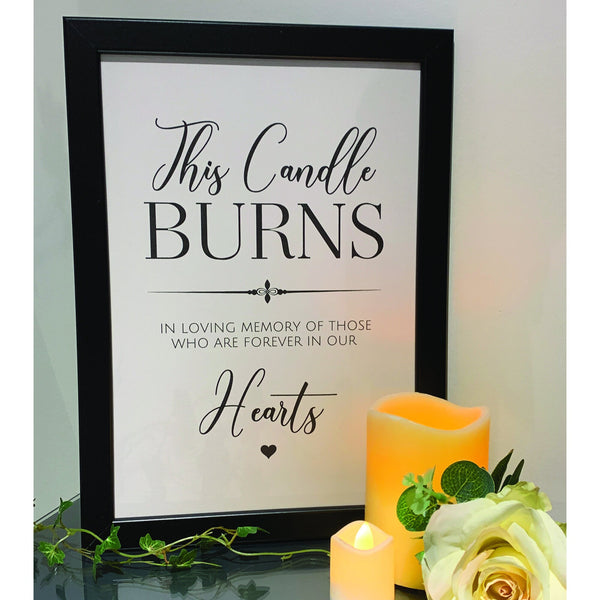 Wedding Sign, This candle burns in loving memory, Wedding Venue Decoration. Wedding Print, Contemporary Art Print for Wedding.