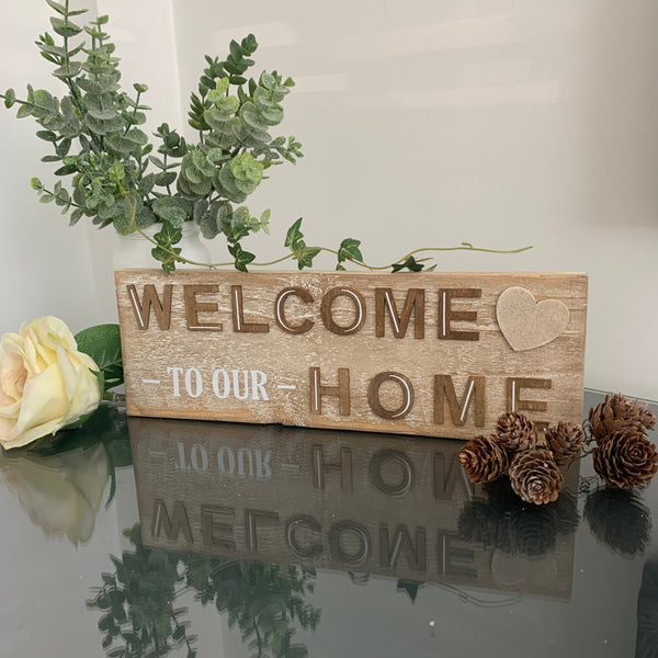 Welcome to our Home, New Home gift, Moving Home Gift, Pallet Sign, Home Decoration. Wooden Sign, 29 cm x 9.5 cm Farmhouse Style Sign.